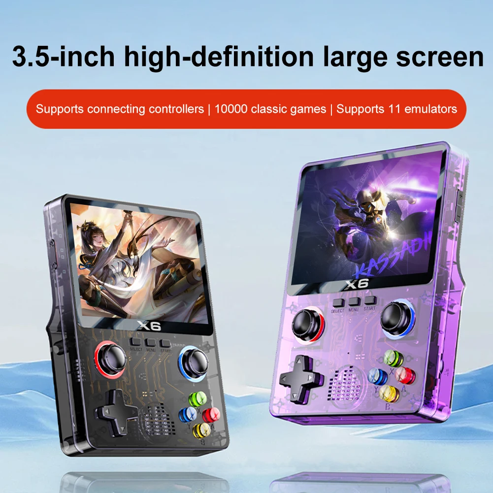 X6 Handheld Game Player 3.5 Inch IPS Screen Retro Video Game Console 2000mAh 3D Dual Joystick 11 Emulators PSP Gaming Device