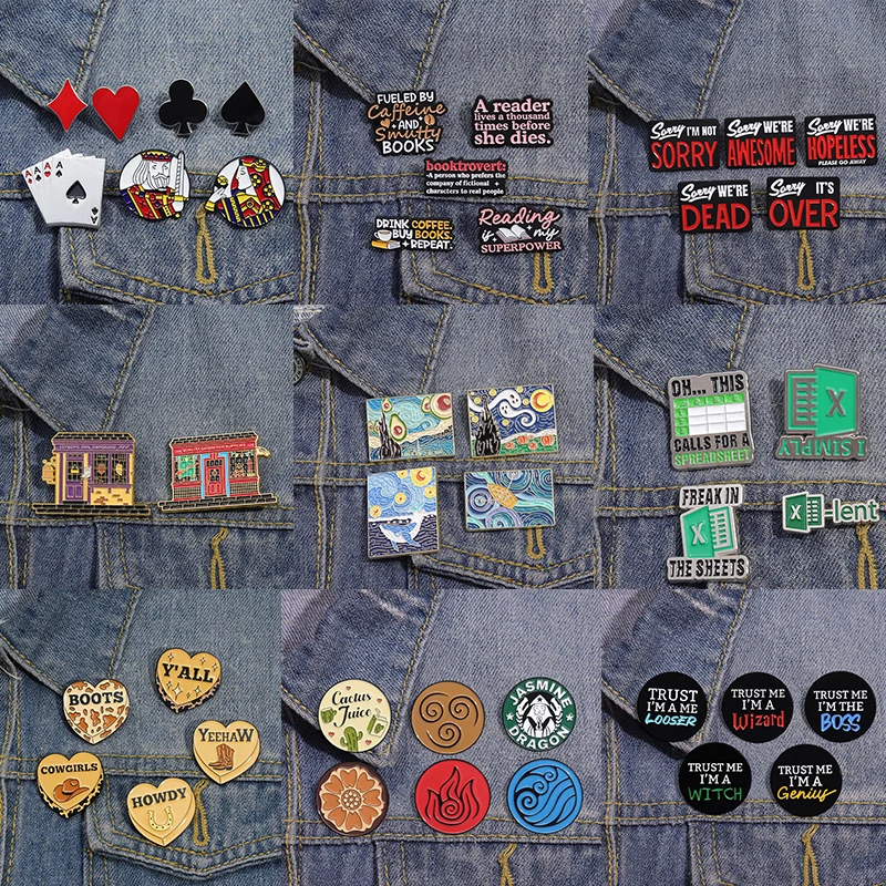 Juego de alfileres esmaltados con cartel de citas broche personalizado juego-de-alfileres-esmaltados-con-cartel-de-citas-broche-personalizado