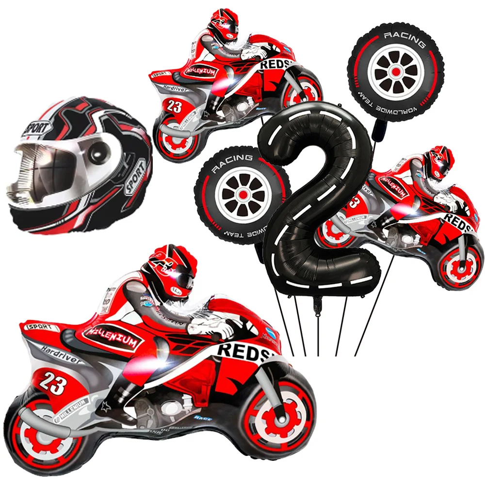 Motorrad Geburtstag Dekoration Motorrad Ballon Motorräder Helm Folie Ballon für Junge Motorrad Globus Rennen Geburtstag Liefert