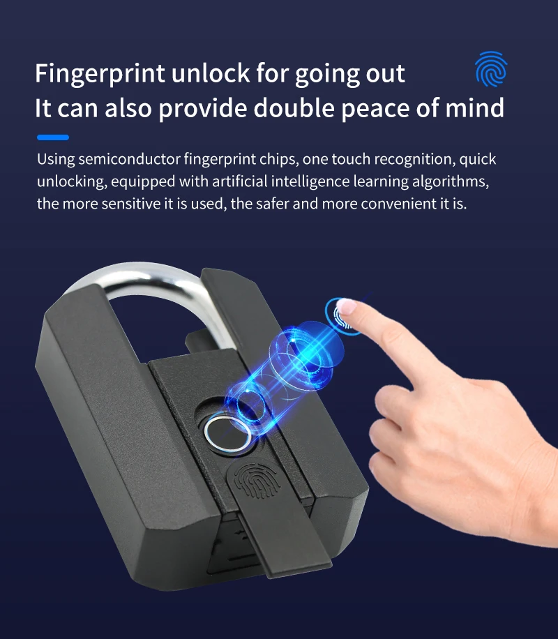 IP67 TTLock Smart Padlock Bluetooth APP Fingerprint Lock Keyless Bag Pad Lock G2