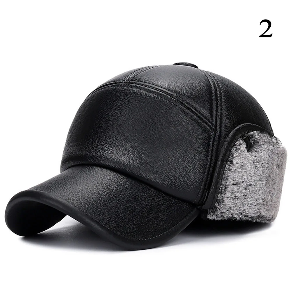 

Plush Snapback Baseball Cap Winter Faux Leather Winter Hats For Men Women PU Bone Earflaps Sprot Warm Male Dad Baseball Cap
