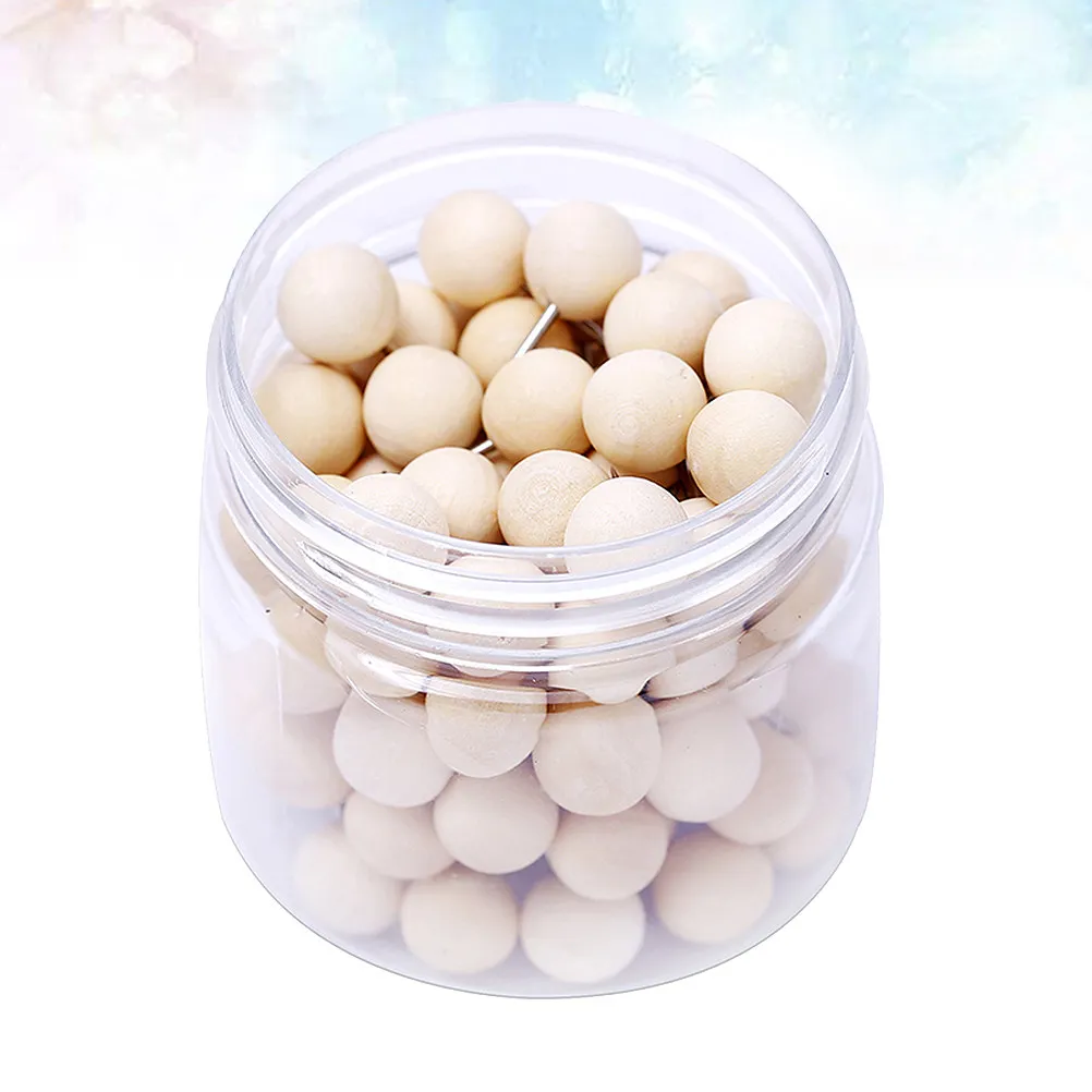 100Pcs 오리지널 나무 푸시 핀 코르크 보드 포스터용 원형 창의적인 압정 지도 사진 사무실 학교 DIY 장