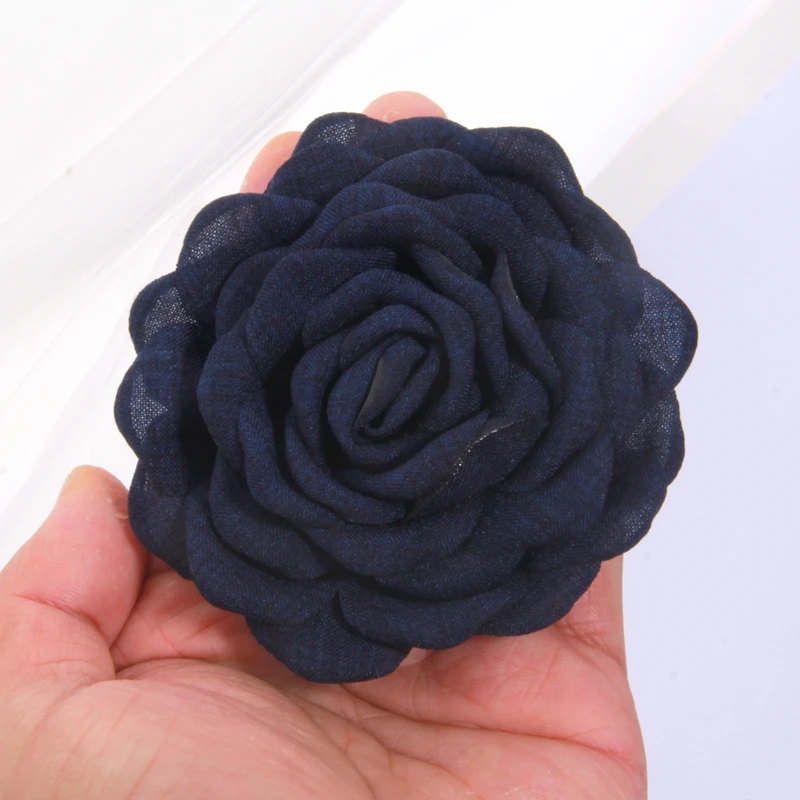 5 Stück 8,8 cm 3,4 Zoll handgefertigte Stoffblumen mit verbrannten Kanten, künstliche Blüten für Hochzeiten, Kopfschmuck, Schuhe, Kleidung, Broschen-Deko, DIY-Zubehör – Detail 13