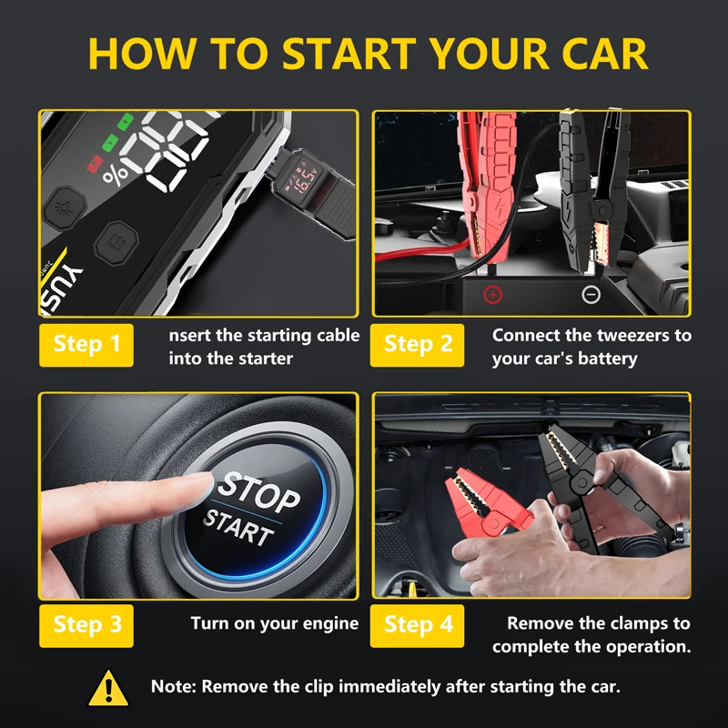 Car Jump Starter Jump Starter Car Battery Charger Portable Battery Charger 4000A Car Jump Starter 12800mAh Power Bank Car Booster Device Charger Battery less Portable Starting for Emergency Device