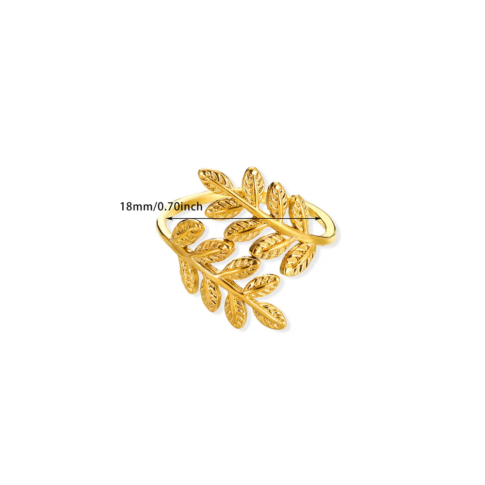 Retro-Blätterringe für Damen, offener Edelstahlring, Trend 2024, klassischer Statement-Schmuck, eleganter Schmuck_voghion.com
