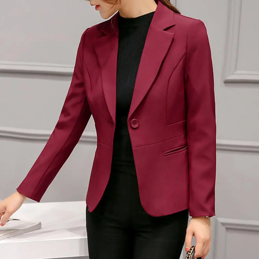 

Office Lady Blazer Lapel Suits Coat Single Button Pockets Suits Coat