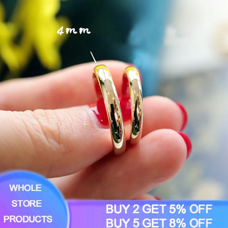 4mm simple fashion 18K gold color ring men's & women's exclusive couple wedding ring wedding rings finger rings fashion rings couple rings gold rings