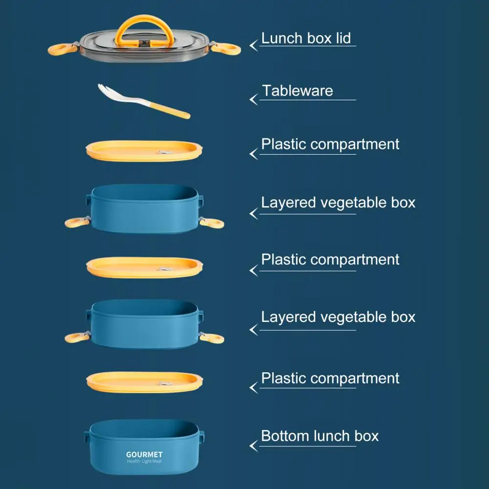 1400ML/2000ML Bento Lunch Box With Spork Stackable Lunch Container For Kids Adults Microwave Dishwasher Freezer Safe Lunch Box