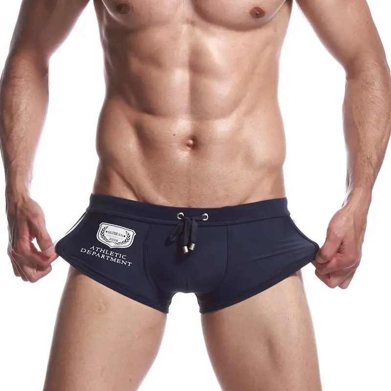 Men Nylon Swim Trunks Army Green Navy Blue Male Low Rise Bikini Swimsuit