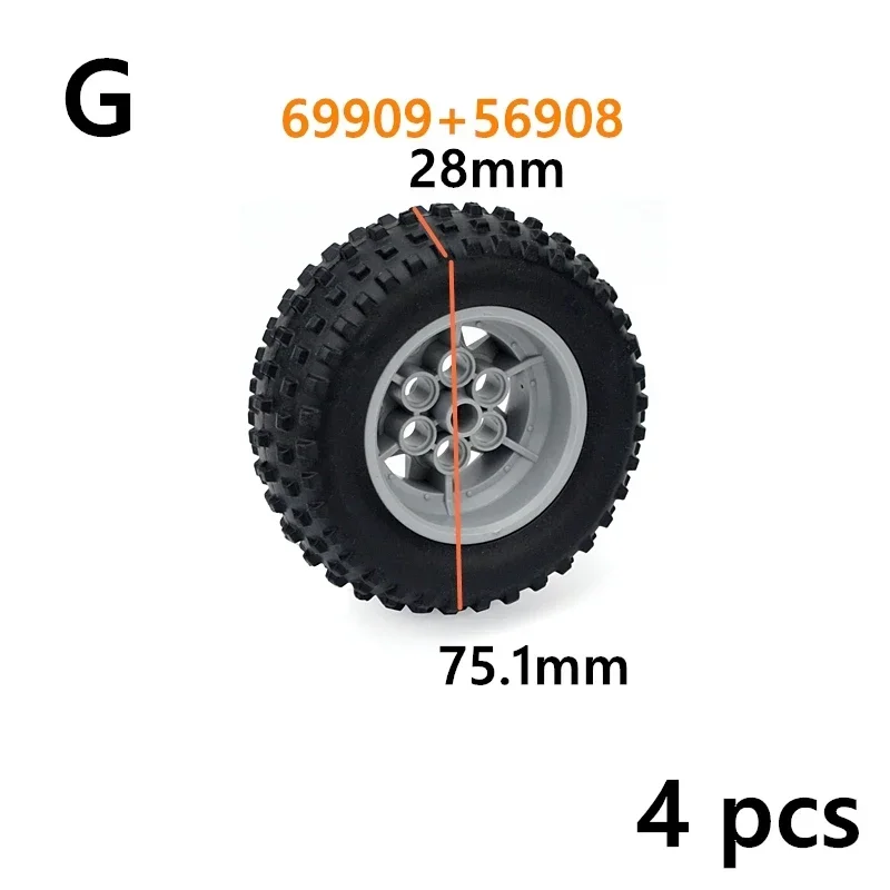 Construction Building Blocks Wheel Hub Technical Tire DIY Bricks Car Truck 69909 56908 32019 86652 56908 45982 41897 56908 54120 4