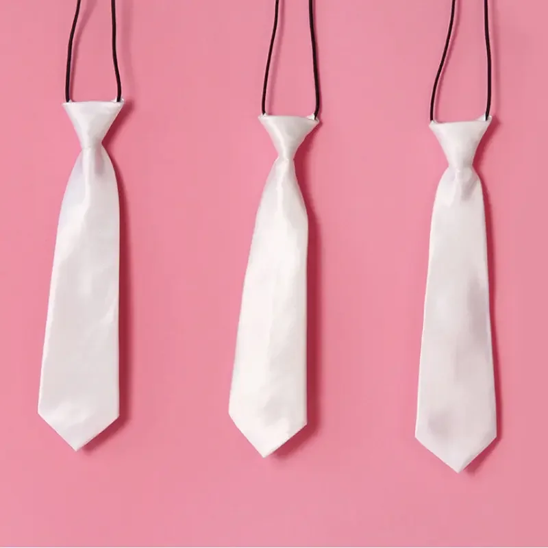 Fashion Sublimation White Blank Solid Color Tie Children Adult Elastic Necktie School Boys Girls Kids Baby Wedding For Diy neck tie