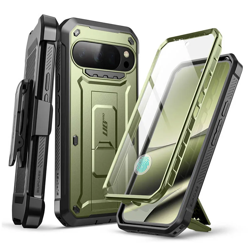SUPCASE Rugged Full-Body Phone Case with Built-in Screen Protector, Belt-Clip, and Stand