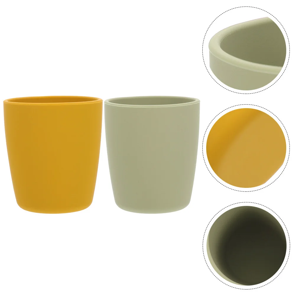 2pcs 프리미엄 실리콘 베이비 트레이닝 컵 용 식품 보충 음료용 고온 방지 방수 실리콘 컵