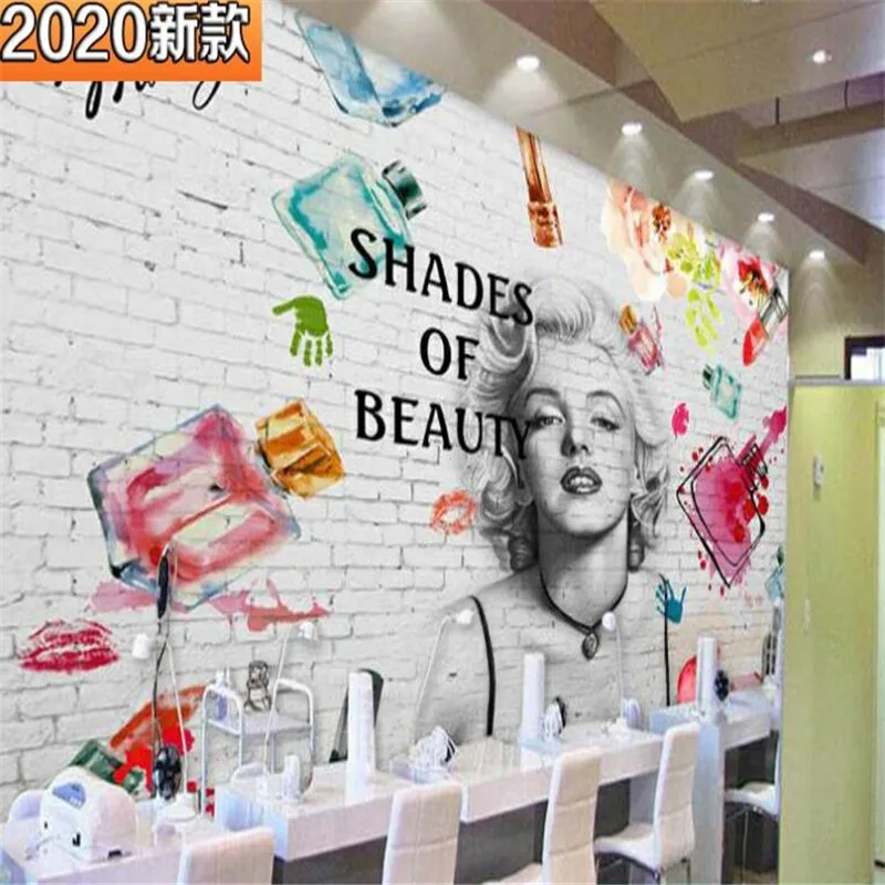 

Custom Monroe Brick Wall Paper Papel De Parede 3d Clothing Store Beauty Salon Nail Shop Industrial Decor Mural Wallpaper 3D