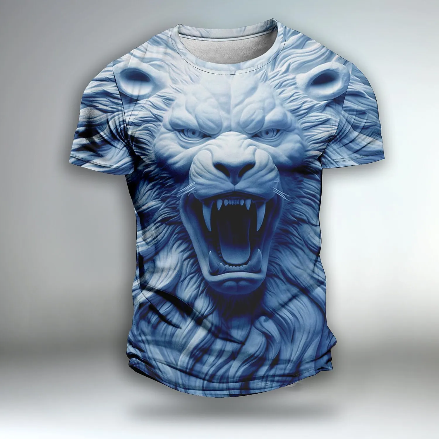 

Fashion 3D Lion Print T Shirt For Men Boutique Animal Pattern Short Sleeve Tops Casual O-neck Oversized T-shirts Summer Clothing