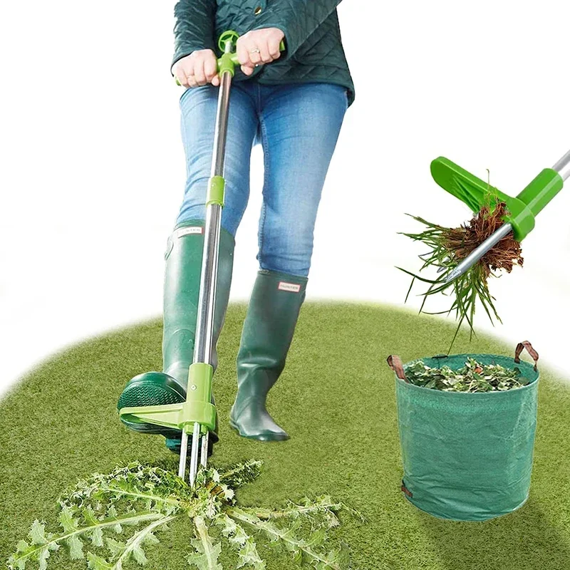 Claw Weeder Root Remover Outdoor Long Handle Killer Claw Weeder  Aluminum Stand Up Weed Puller Removable With Foot Pedal 6