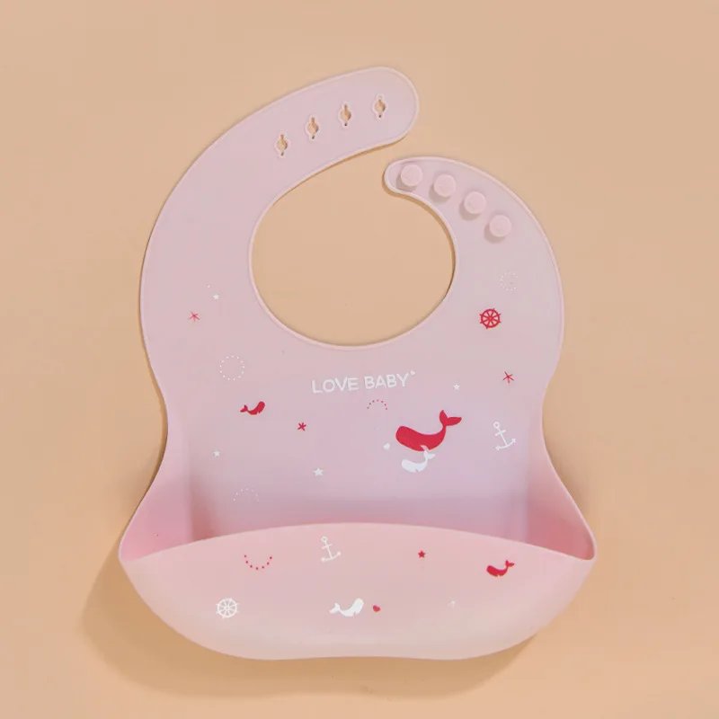 shake baby's hand Waterproof Soft Silicone Baby Bibs Cute Printed Fruit Animal Kids Bibs For Newborns Adjustable Baby Boy Girls Baby Feeding Stuff cute baby accessories
