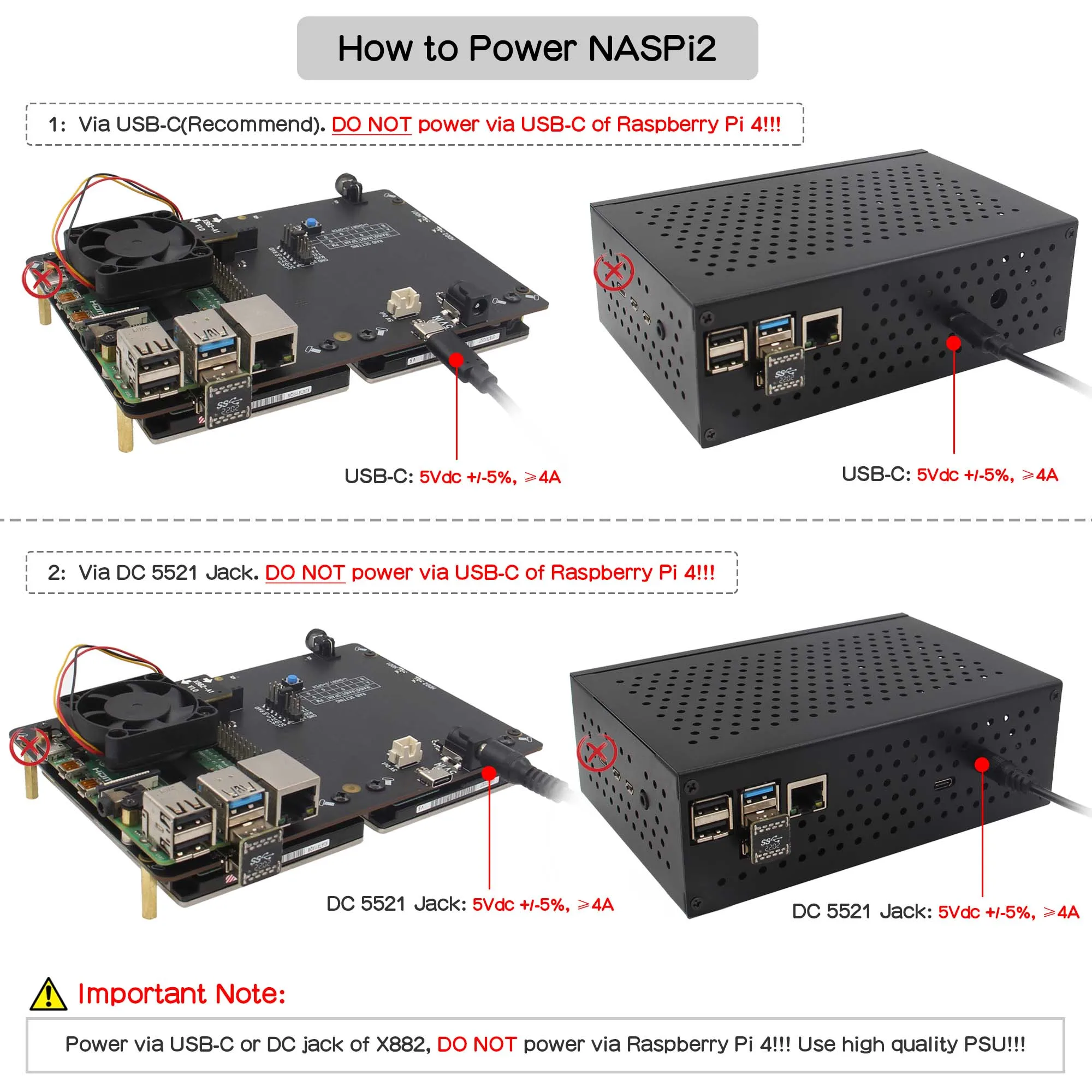 Naspi Gemini Duplo 2.5 Polegada Sata Hdd Ssd Placa Escudo & Caixa de Metal com Ventilador Pwm para Raspberry pi Modelo b - Imagem 5