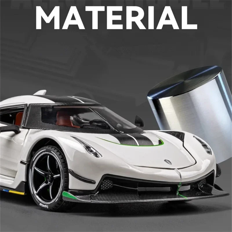 1:24 Jesko Attack Alloy Sports Car Model Diecast Metal Racing Car Model Simulation Sound and Light Childrens Toy Gift 2