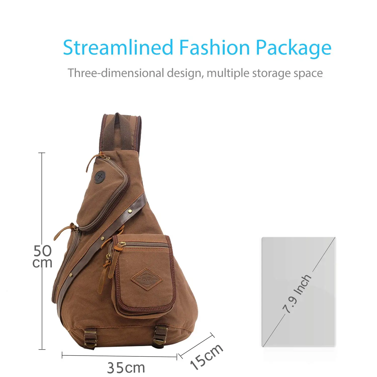 Men's Chest Pack Vintage Canvas Sling Bag