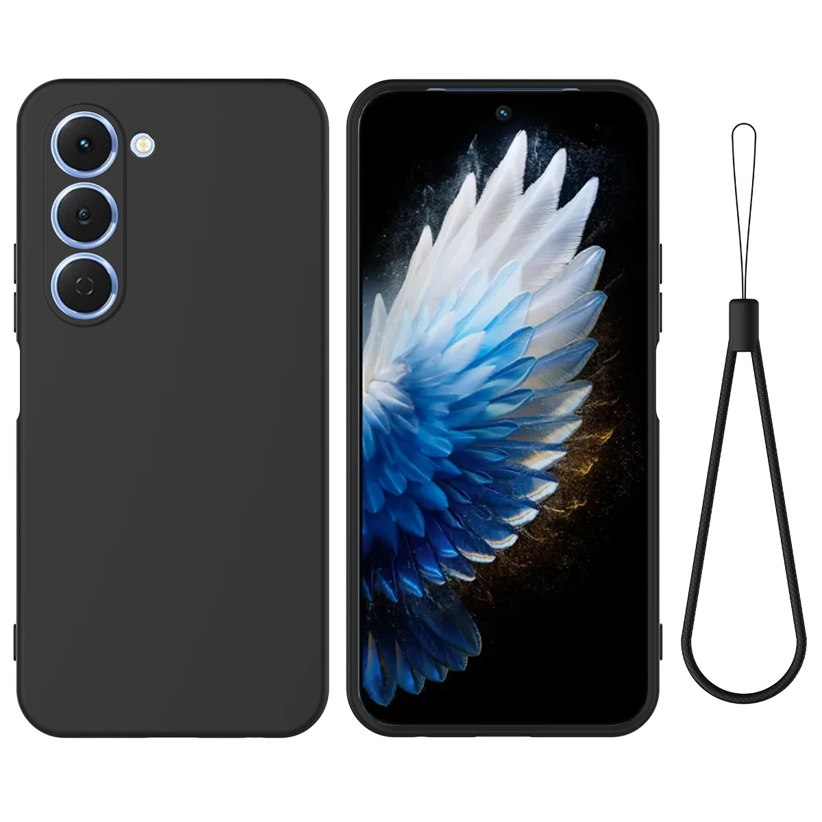 Silicone Soft Skin-Feel Anti-Fall Lanyard Phone Case - Shockproof Bumper Cover