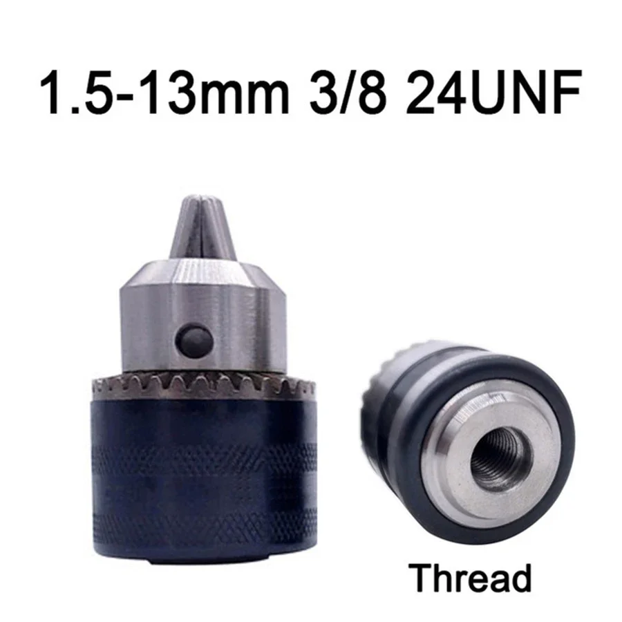 1pcs Thread Drill Chuck 1.5-13mm B16 3/8 Conversion Drill Chuck 1/2 M12x1.25 Wrench Into Electric Keyless 3 Jaw