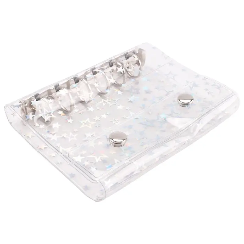 예산 바인더 커버 투명 PVC 바인더 글리터 스타 리필 가능 노트북 쉘 프로텍터(스냅 2개 포함)