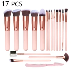 Deluxe 17 - Piece Premium Makeup Brush Set with Eyebrow Razor (17 PCS)