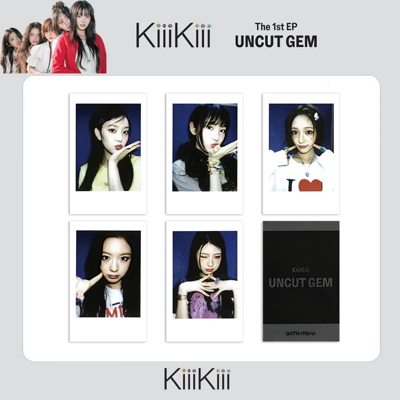 5Pcs/Set Kpop KiiiKiii UNCUT GEM 1st Album WM MS Ver Slefie Cards