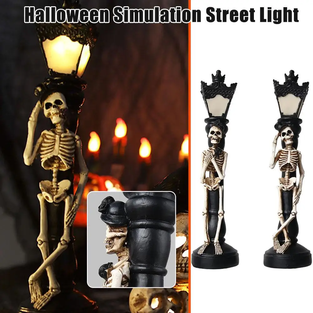 

Halloween Resin Glow Skeleton Crow Street Lamp For Home Table Haunted House Bar Horror Props Halloween Party Decoration Sup B3L5