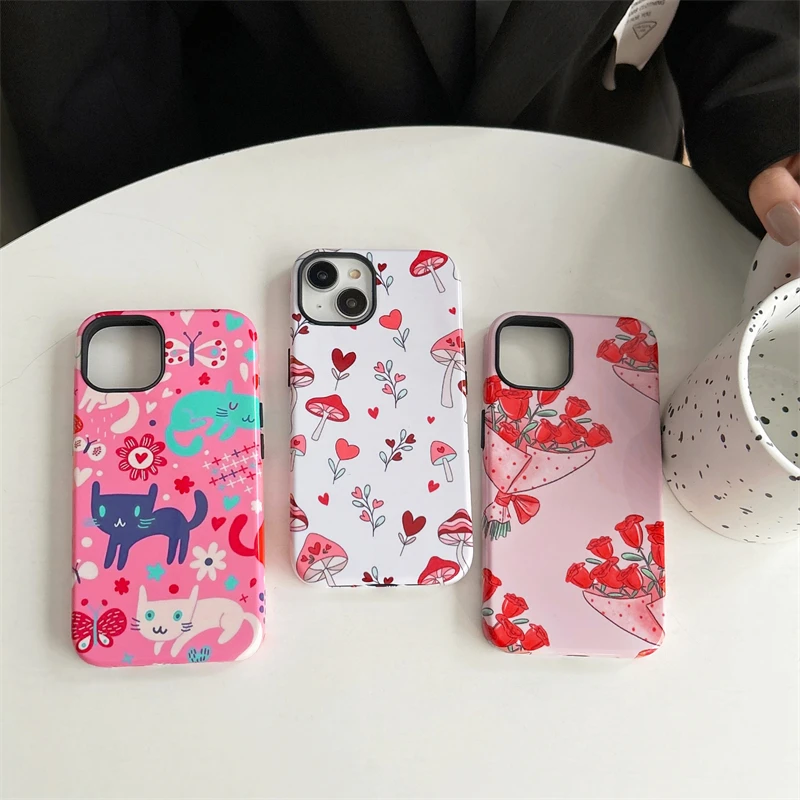A bouquet of roses Phone Case Two-In-One Film Protective Shell For iPhone 15 14 13 12 11 Pro Max Plus Mini
