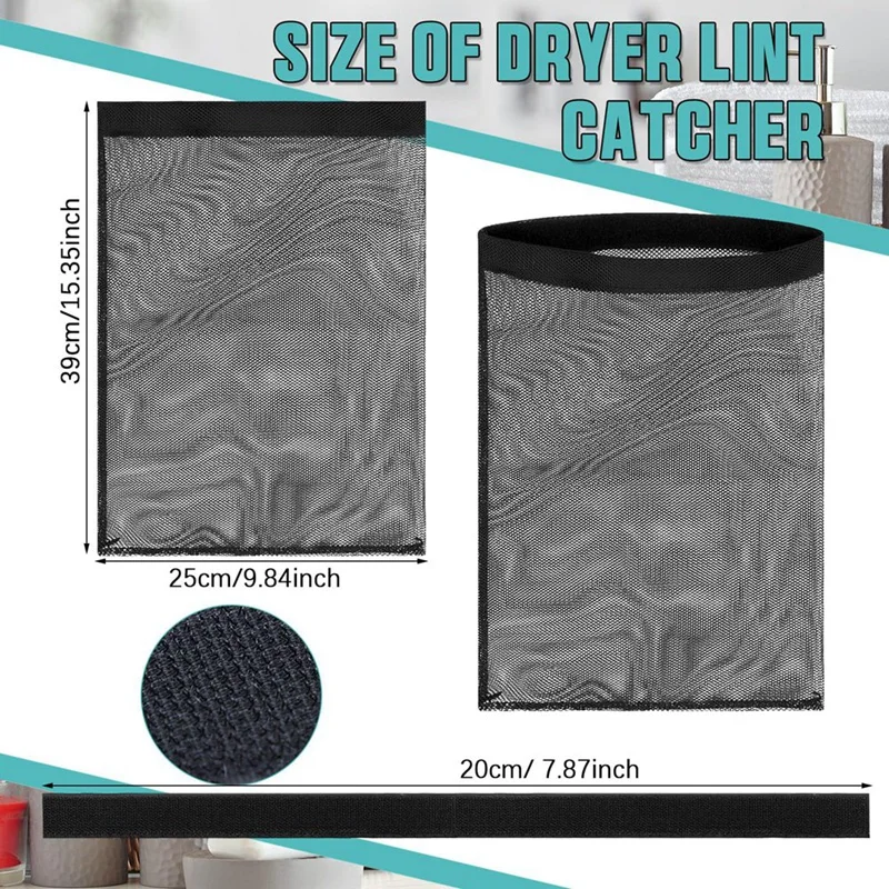 6 Pcs Black Dust Lint Bag For Vent Exterior Dryer Lint Trap Dryer Cover For Outdoor Outside Capturing House Vent Black