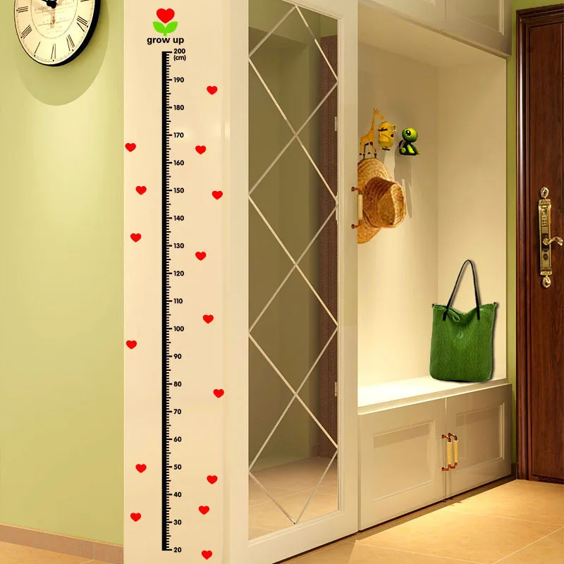 Cartoon Height Measure Wall Sticker for Kids Rooms Child Growth Ruler Stickers Gauge Growth Chart School Decals Nursery Bedroom 