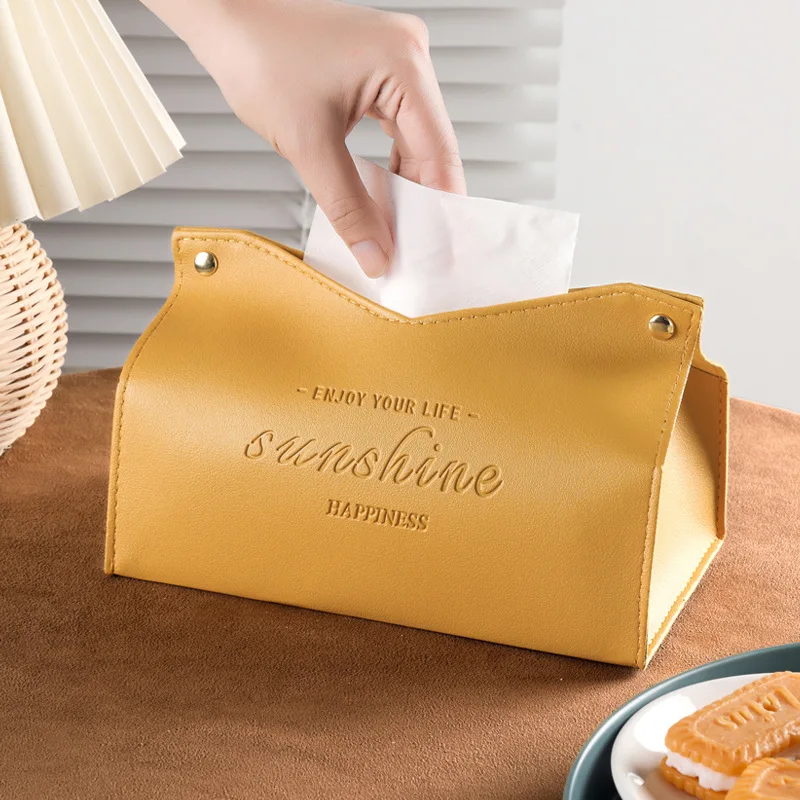 Living Room Dining Room Tissue Box Environmentally Friendly Leather Multi-purpose Solid Color Creative Napkin Storage Box Tissue Dispenser Tissue Box
