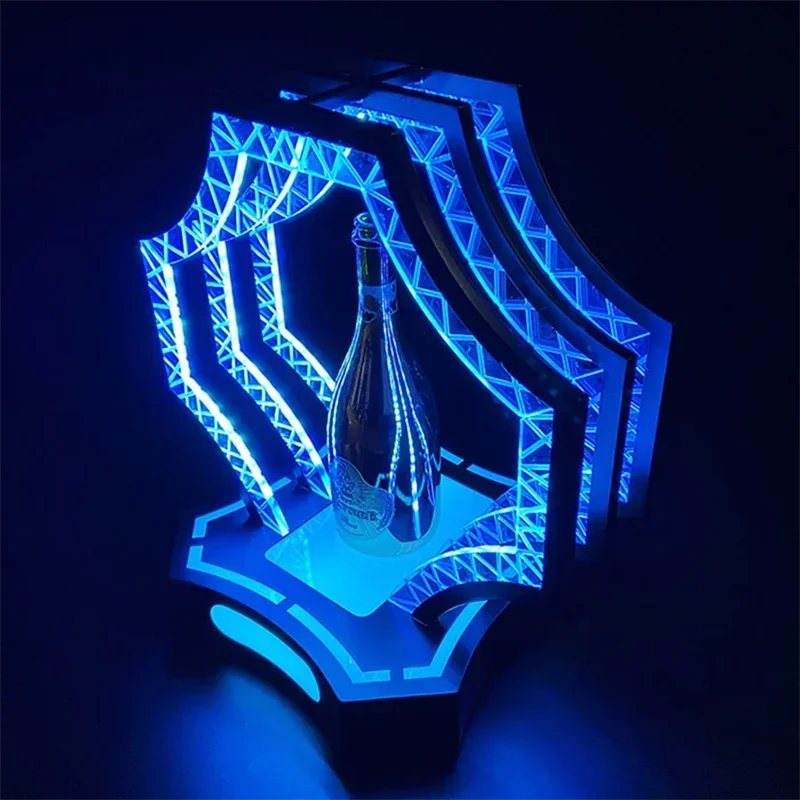 Polygon Led Presenter Led Nightclub Vip Champagne Wine Glorifier Display Wine Bottle Stand Rack For Party Decor