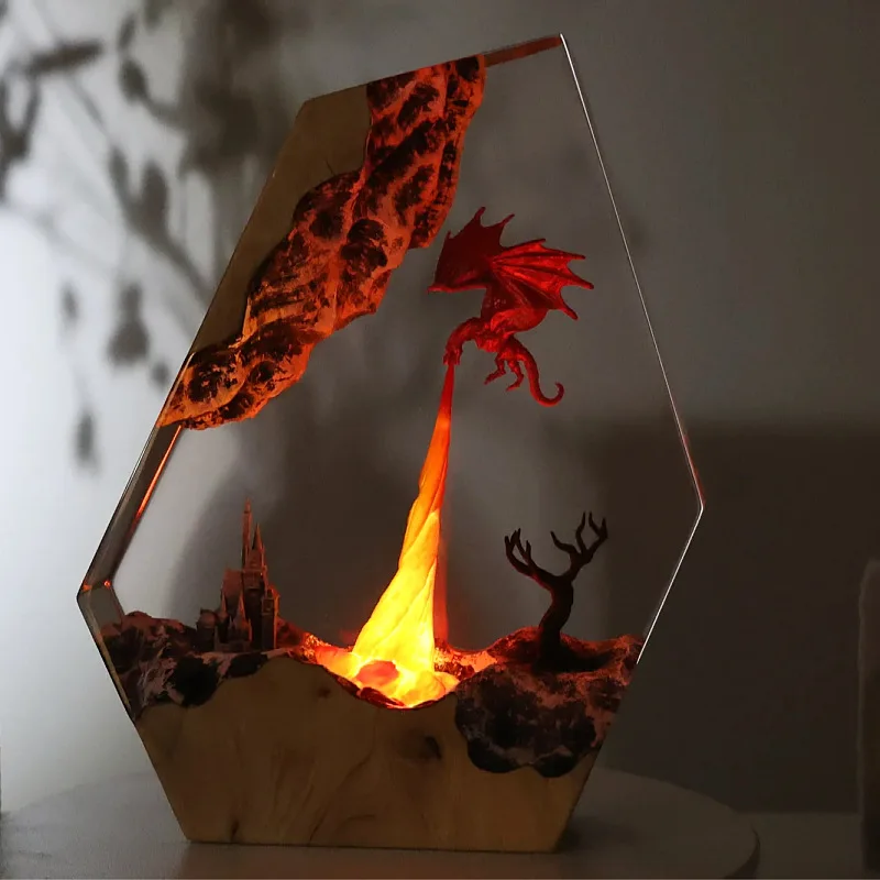 تحفة مصباح الكائن الطائر التنين الناري القلعة الرا...