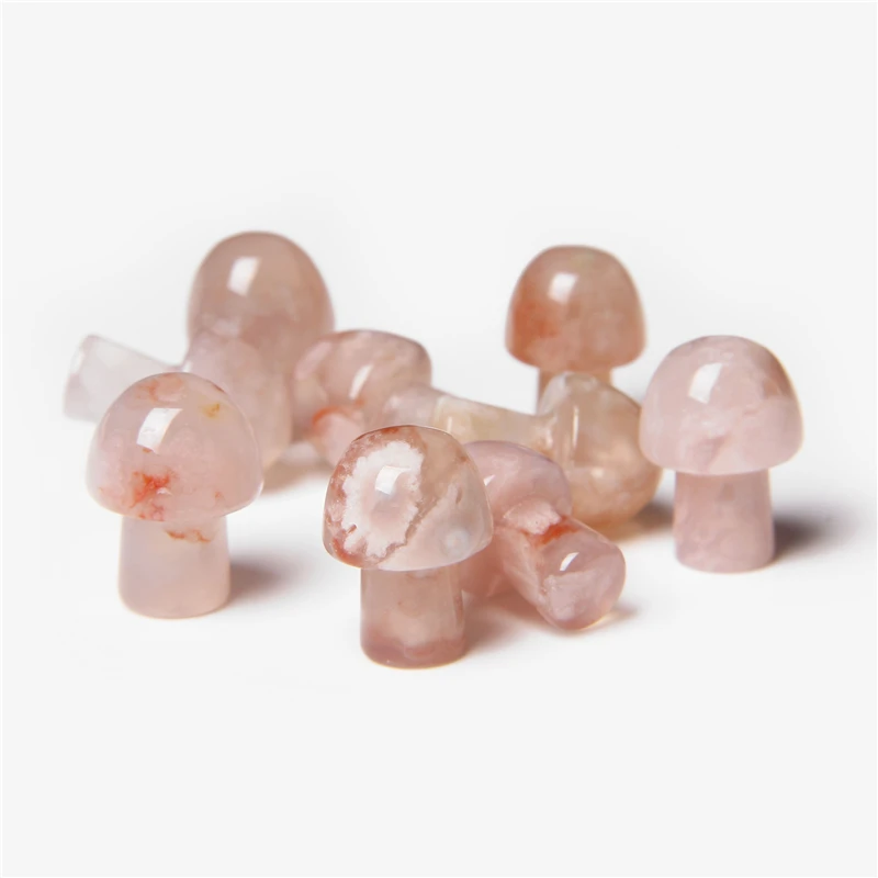 

Cute Natural Mushroom Agates Stone Crystal Polished Mushroom Meditation Reiki Healing Natural Quartz Crystals Decoration Gift