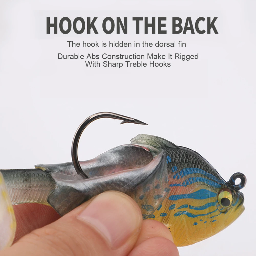 Hanlin 6cm/14g 8cm/25g T-Schwanz-Angelköder, weicher Köder, Bluegill-Swimbaits, 360-Grad-drehbare Pailletten, sinkend, für Sonnenbarsch und Barsch – Detail 9