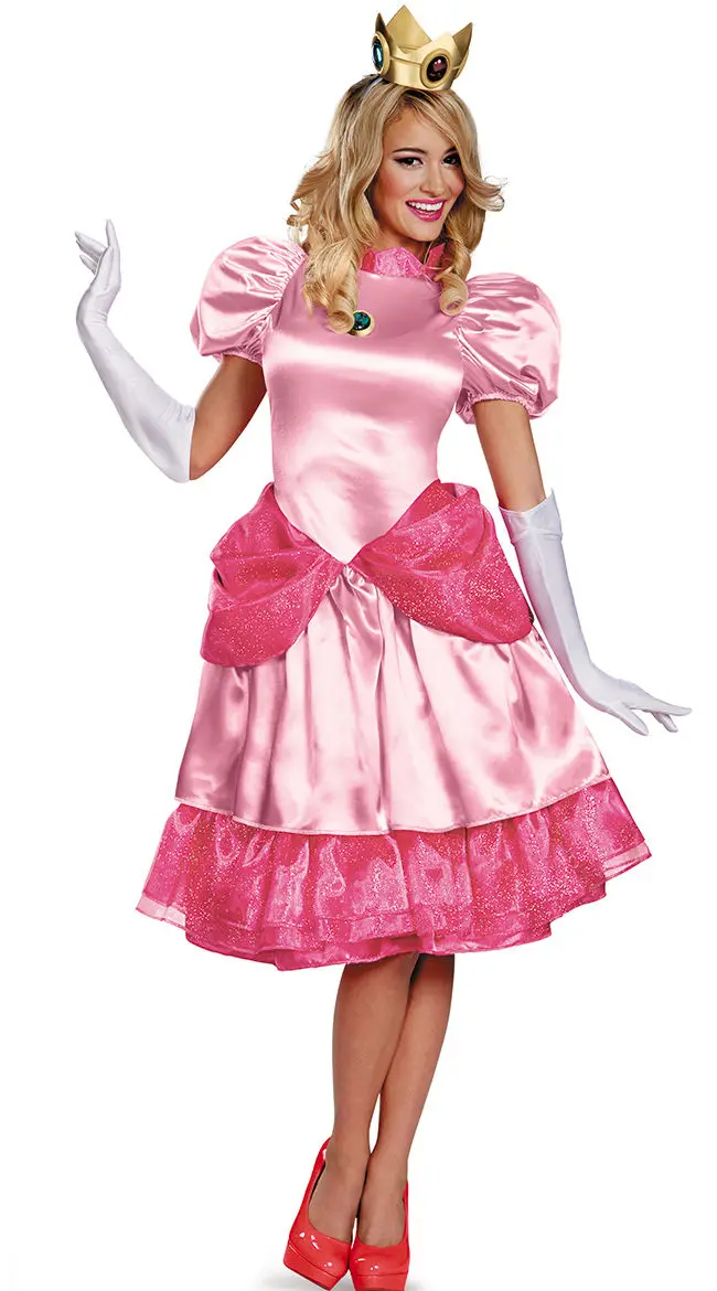

Halloween Fantasia Adult Princess Peach Pink Fancy Dress halloween costumes