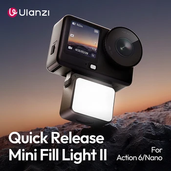 Ulanzi LM24 Quick Release Mini Light II for DJI Osmo Action 6/Nano Three Brightness Levels Fill Lighting Outdoor Hiking Vlogging