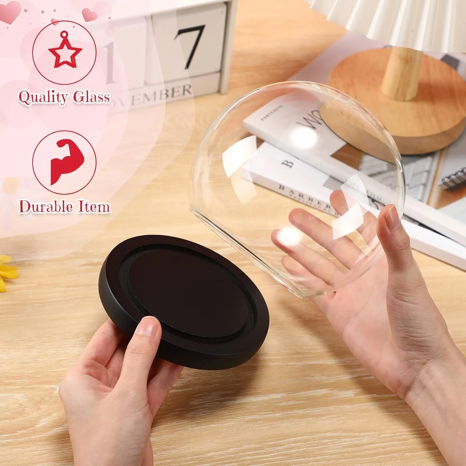 Display Dome Valentines Day Gifts Office Glass Cover DIY Craft Dollhouse Accessories