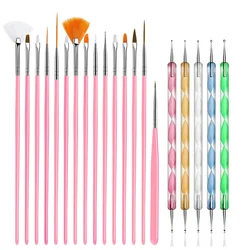 Professional Nail Art Brush Set and Accessories Kit (Pink)