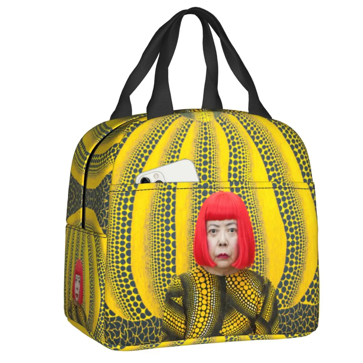 

Обеденная сумка Yayoi Kusama Pumkin с абстрактным рисунком, перезаряжаемый Термоизолированный Ланч-бокс для женщин, детей, школьная еда