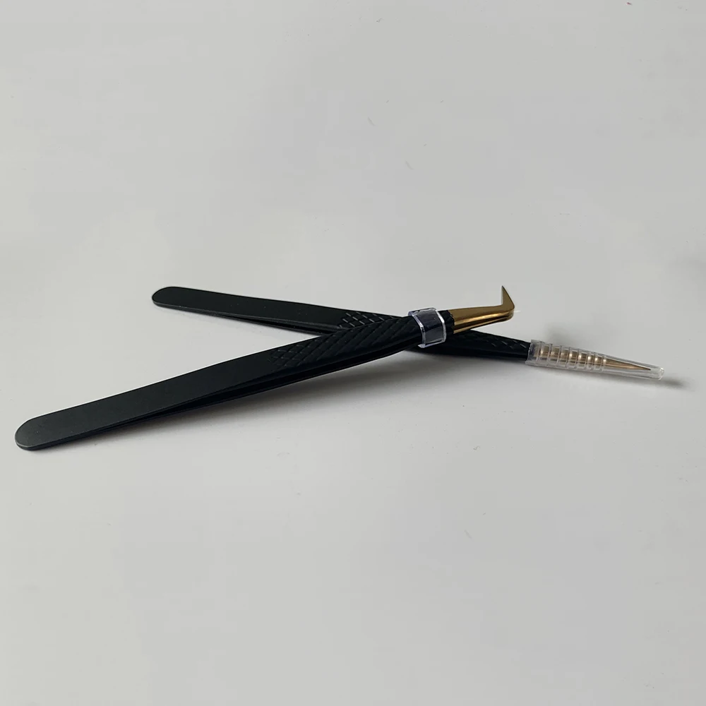 2PCS 100% Closed Stainless Steel Clip Professional High Precision Light Weight Eyelash Grafting Tweezer