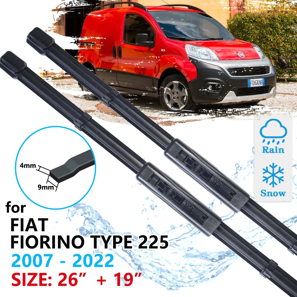 Car Front Wiper Blade For FIAT Fiorino Type 225 2007~2022 Windscreen Windshield Accessories Window