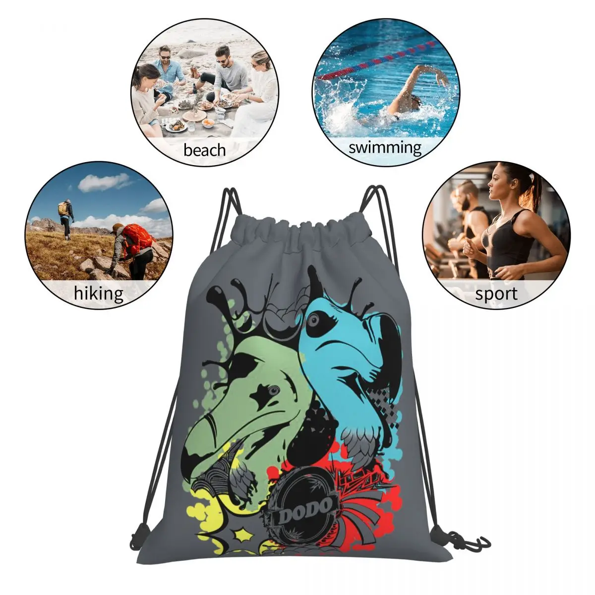 Funny Badass Dodos Drawstring Gym Bag