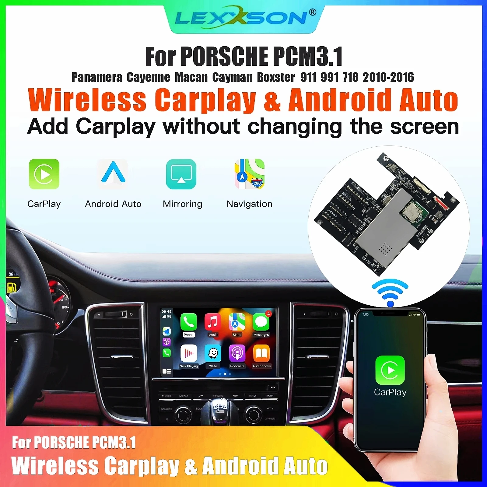 Wireless Carplay Android auto Module For Porsche PCM3.1 Panamera Cayenne Cayman Macan Boxster AirPlay Mirror Link