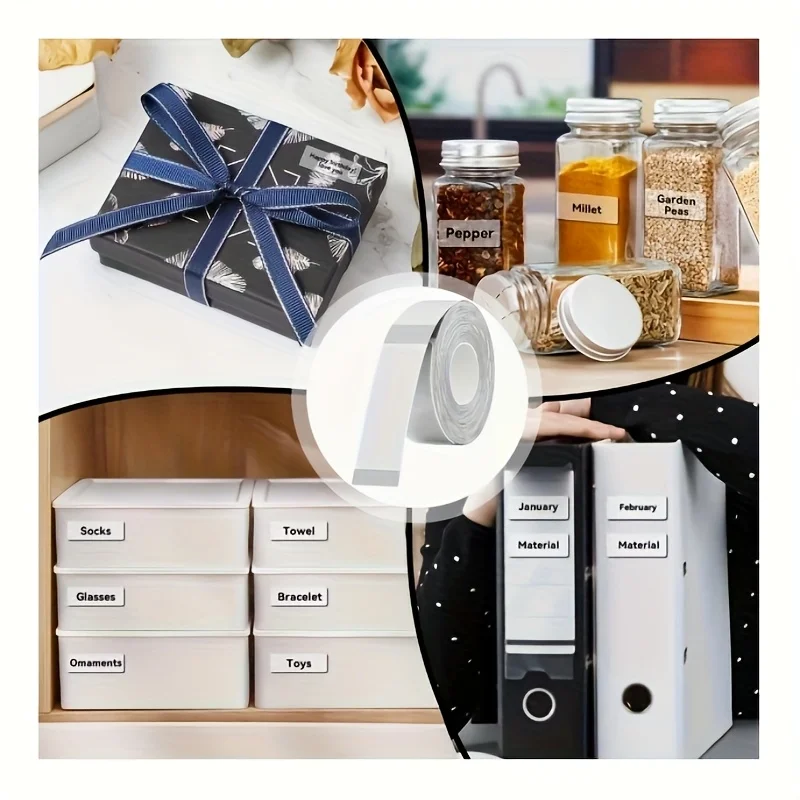 800 Sheets (5 Rolls) Transparent Label Tape, 14mm x 40mm/12mm x 40mm, Compatible with D30/D35/P11/P15, Waterproof Paper Labels