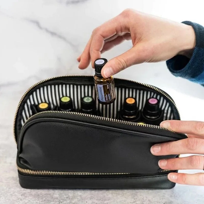 

Double layers PU Essential Oil Storage Bag for Young Living Oil Sample Travel Portable Carrying Hanging Organizer Bag