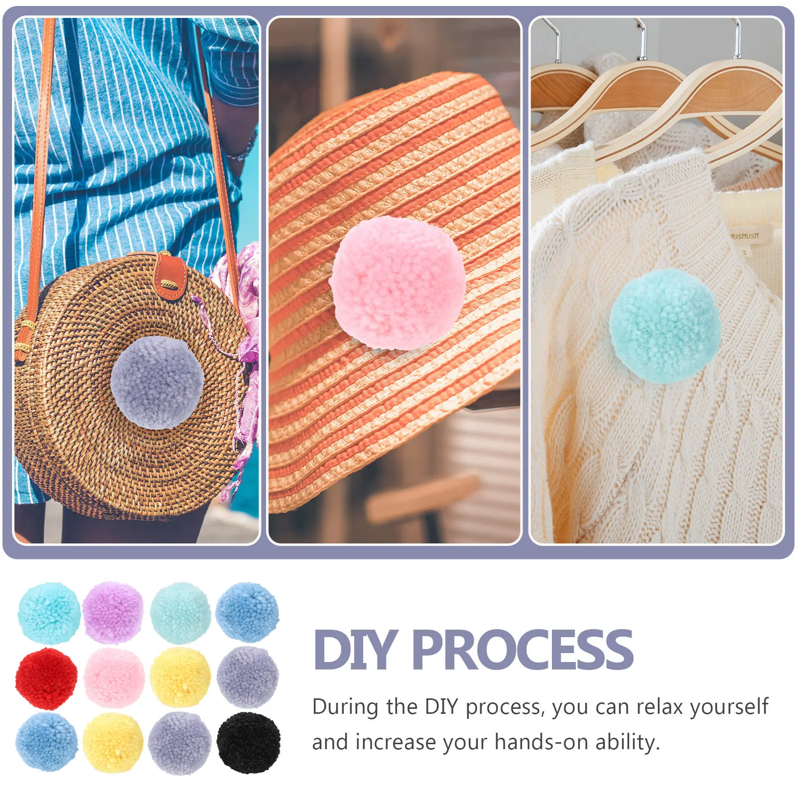 공예품을 위한 12Pcs 폼폼 공 DIY 모자 의류 쥬얼리 머리 장식 장식 공예 용품 모자 및 모자를 위한 다채로운 폼폼